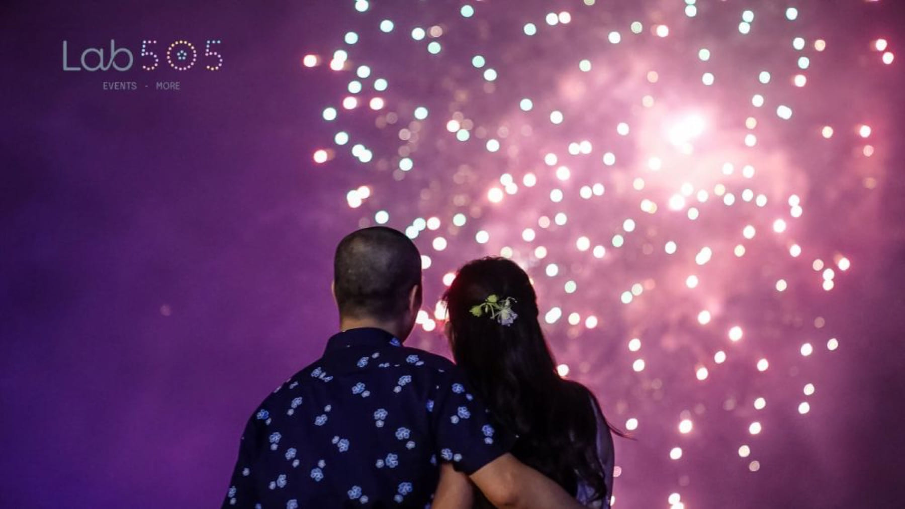 Guests watching a fireworks finale